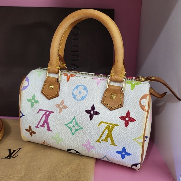 ♡ Louis Vuitton White Multicolor Mini Speedy ♡ - Picture 2 of 10
